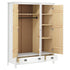 Maison Madeleine -  3Door Wardrobe Hill Range White 127x50x170 cm Solid Pine Wood